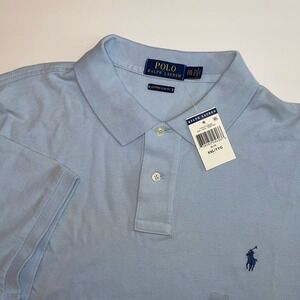 NEW Polo Ralph Lauren Custom Slim Fit‎ Polo Shirt Men's XXL Light Blue Pony